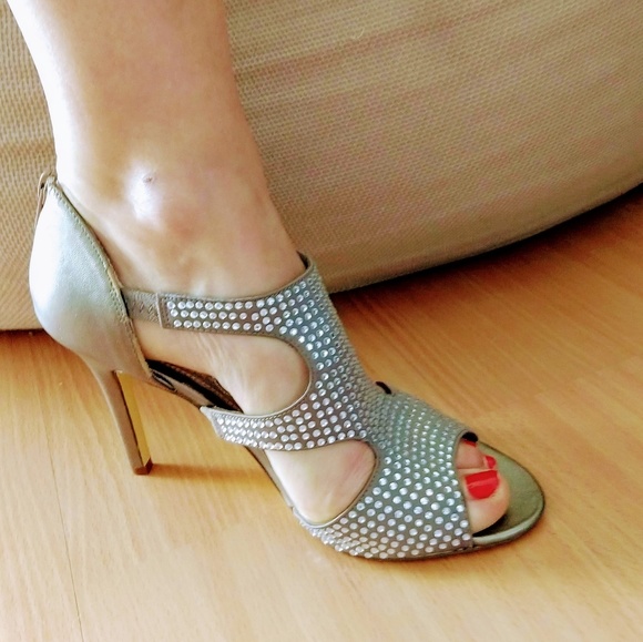 Nina  rhinestones on soft matte gold sandals - Picture 7 of 7